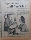 1953 newspaper ad for Schlitz Beer - Man paints boat, reward is glass of beer