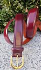 COACH ##3921##Burgundy Polished Leather Belt Brass Buckle Size:36 Made in USA 