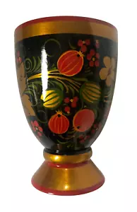 Russian Khokhloma Large Painted Lacquered Wooden Cup 5.5" - Picture 1 of 5