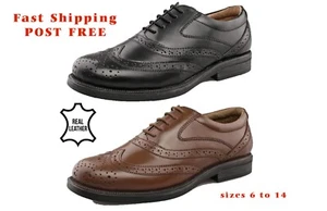 Herren Scimitar, breit sitzende Leder Brogues Schuhe, Größen 6 7 8 9 10 11 12 13 14