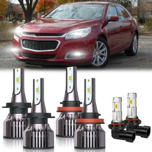 6x LED Headlights Hi-Lo Beam + Fog Light Bulbs 6000K For Chevy Malibu 2013-2015 - Picture 1 of 14