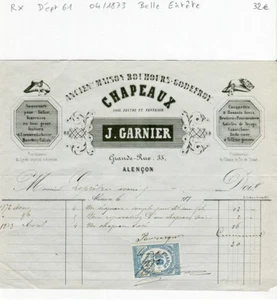 Dépt 61 - Alençon 35 Grande Rue - Belle Entête d'un Chapellier d'Avril 1873 - Picture 1 of 1