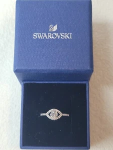 Genuine Swarovski Evil Eye Rhodium Plated Silver Tone Ring size 52(5.5) ~ NEW - Picture 1 of 9