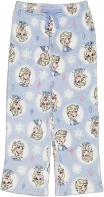 DISNEY Girls Frozen Blue Fleece Lounge Pajama Pants Blue Elsa Sz 10 NEW Bottoms - Image 1 of 4