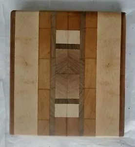 NEW Handmade Butcher Block Solid Wood Cutting Board End Grain 7½ x 6⅞ x 1⅛" - Picture 1 of 7