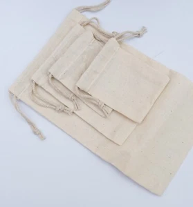 10 x 12 Inches 100% Cotton Reusable Storage Premium Double Drawstring Bags - Picture 1 of 6