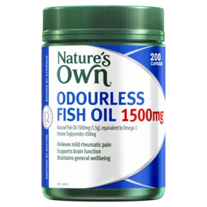 Nature's Own Odourless Fish Oil 1500mg 200 Capsules Omega-3 Brain Heart Health - Picture 1 of 4