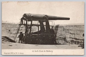 1907 Disappearing 12" Gun M1895, US Army Coast Artillery, Defense UNP Postcard - Bild 1 von 3