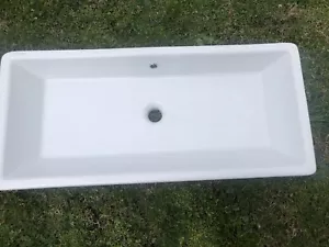Rectangular White Ceramic Wall Mounted or Vessel Sink Scarabeo New - Picture 1 of 4