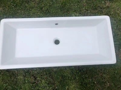 Fregadero rectangular de cerámica blanca montado en la pared o recipiente Scarabeo nuevo Foto 1 de 4