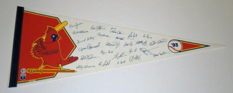 1993 St. Louis CARDINALS pennant Team Signature Ozzie Smith Lankford Jordan Cover
