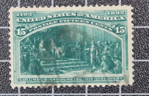 Scott 238 - 15 Cents Columbian - Used - Nice Stamp - SCV - $80.00 - Imagen 1 de 2