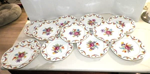 12 VINTAGE EPIAG CZECHOSLOVAKIA 9195 DINNER PLATES 11" FLORAL DESIGN - Picture 1 of 11