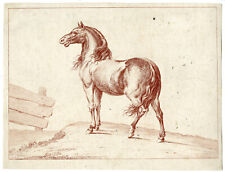 Rare-Antique Master Print-NEIGHING HORSE-HINNEKEND PAARD-Vinkeles-Potter-1751
