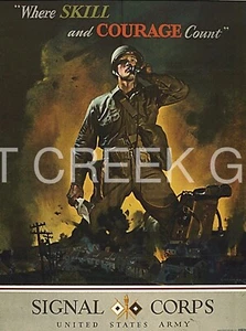 WWII Poster, Signal Corps, "Where SKILL and COURAGE Count" Print on 11x14" 22632 - Picture 1 of 1