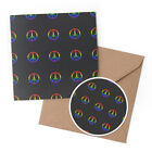 1 x Greeting Card & 10cm Sticker Set - Rainbow Peace Sign Pattern Retro #53346