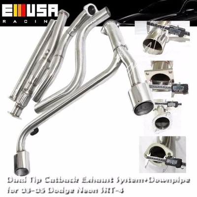 Dual Oval Muffler Tip Catback Exhaust for 03-05 Dodge Neon SRT-4 2.4T - Image 1 of 4