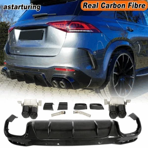 For Benz V167 GLE63 AMG SUV 21+ REAL CARBON Rear Bumper Diffuser Lip Exhaust Tip - Picture 1 of 18