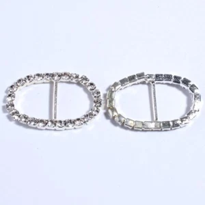 25PCS 18*26MM Sparking Rhinestone Buckle Invitation Ribbon Slider For Wedding - Picture 1 of 2