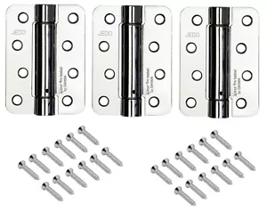 Pack of 3 Fire Rated Steel Radiused Self Closing Single Action Spring Hinges - Picture 1 of 8