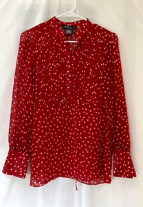 George Long Sleeve Blouse   - Size XS   - Red Polka Dot - Picture 1 of 5