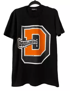 DSQUARED2 MENS LOGO PRINT T-SHIRT SHORT SLEEVE COTTON BLACK MADE IN ITALY SIZE L - Picture 1 of 21