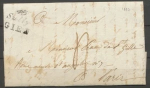 1827 Double Cursive Letter 43 Sully/Gien PD LOIRET(43) Index 17 X2117 - Picture 1 of 2