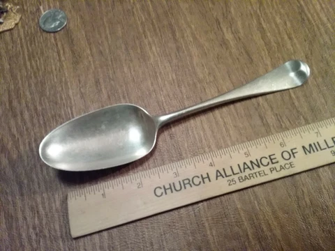 Antique Sterling Silver George III Regency large Spoon London cir. 1765 Cover