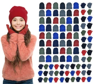 Set di 48 berretti e guanti per bambini all'ingrosso - set per la cura invernale assortiti - Foto 1 di 7