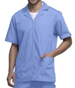 Cherokee Mens Large Zip Front Jacket Traditional Fit Lapel Collar Shirt Scrubs - Picture 1 of 9