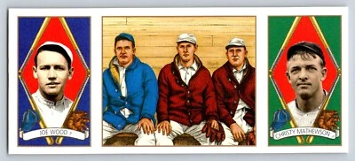 1993 Upper Deck B.A.T. Triple-Folders - Joe Wood, Christy Mathewson #155 - Image 1 of 2