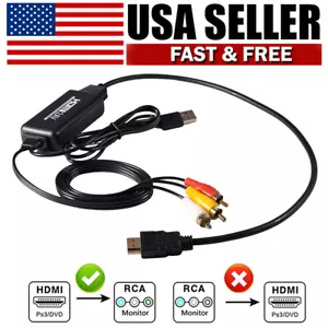 HDMI To RCA AV Converter Adapter 1080P CVBs 3RCA For Video Audio TV PC DVD - Picture 1 of 5