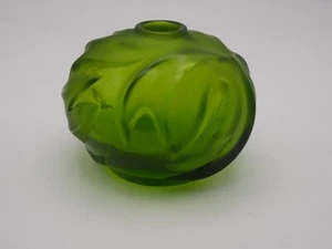 Attractive French Lalique Green Glass Royal Palm Bud Vase #2 - Picture 1 of 6