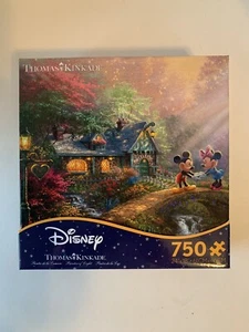 Thomas Kinkade Disney Puzzle Mickey Minnie Sweetheart Bridge 750 Pieces NEW - Picture 1 of 2