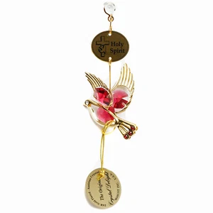Holy Spirit Dove Ornament 24K Plated with Red Austrian Crystal Delight Mascot - Picture 1 of 5