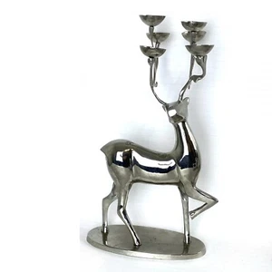 Reindeer Deer Candle Holder 6 Votive Candelabra Centerpiece 16” Christmas Decor - Picture 1 of 18