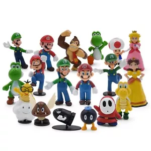 Mario Bros Figure Set PVC Toy - Toad, Peach, Mario, Luigi, Yoshi, Bowser & More - Picture 1 of 6
