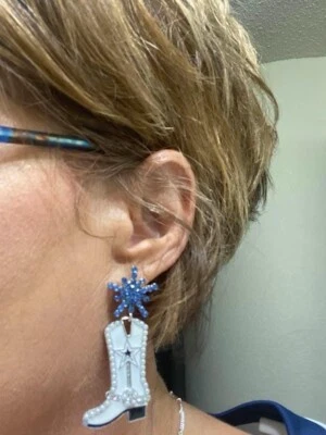 Pendientes de fantasía Dallas Cowboys Cheerleader bota estrella azul estrás Foto 1 de 3