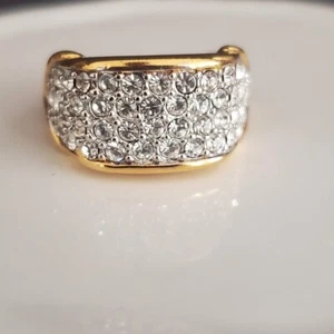Anillo de colección Elizabeth Taylor para Avon chapado en oro cristales pavé talla 7 1/2 años 90 - Imagen 1 de 10