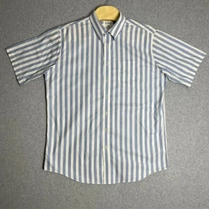 LL Bean Men's XL Tall Trim Fit Short Sleeve Blue/White Striped Button Down Shirt - Picture 1 of 6