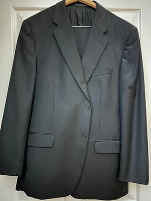 Tasso Elba men’s black wool suit - 44 Regular coat - 38 L pants w/28.5" inseam   - Image 1 of 4