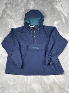 Vintage Columbia Jacket Mens XL Blue VTG 90s Center Logo Button Pullover - Picture 1 of 9