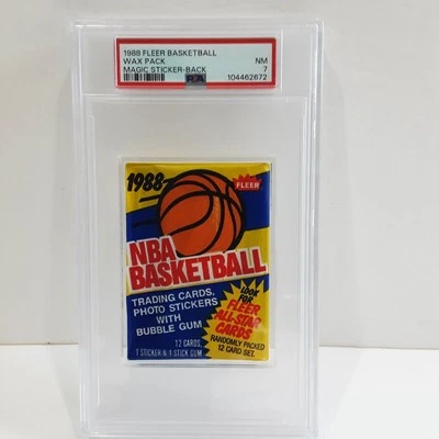 1988 Fleer Basketball Wax Pack Magic Johnson Back Sticker PSA 7 NM/ NEWLY GRADED - Image 1 of 2
