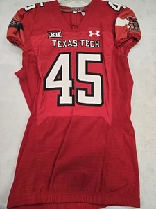 2020 TEXAS TECH RED RAIDERS #45 GAME USED Authentic Football Jersey RED 46 - Picture 1 of 2