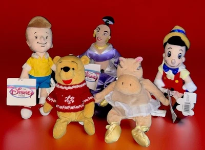 Disney Set Of 5+ Beanie Babies Various Characters - Jasmine/Fantasia Hippo - Image 1 of 4