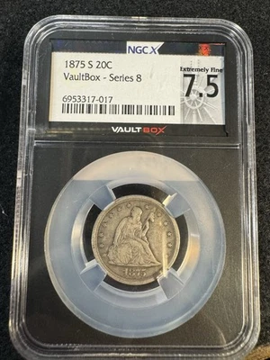 1875 S Twenty Cent 20C Piece NGC 7.5 Extremely Fine Vaultbox Series 8 - Image 1 of 4
