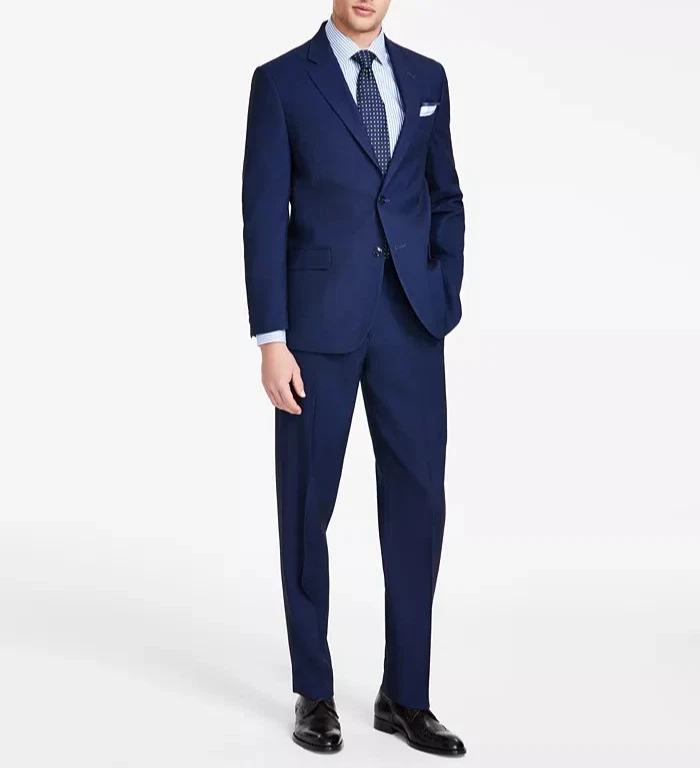 Nautica Men's 2-Pc Suit Blue Birdseye Jacket 38R Blazer Pants 32Wx31L E111591