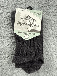 Alaska Knits mittelschwere Damenstiefelsocken strukturiert Zopfmuster Wollmischung ─ grau 4-10 - Bild 1 von 4