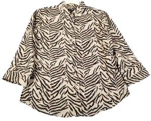 Westbound Button Up Shirt Damen 4P Petite Multicolor Leopardenmuster 3/4 Arm - Bild 1 von 11