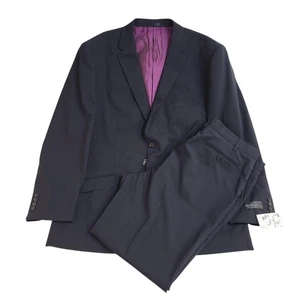 Milan 2 Piece Suit Jacket Black Trousers (42") Striped Uk Men's XXL 48" L886 - Picture 1 of 11